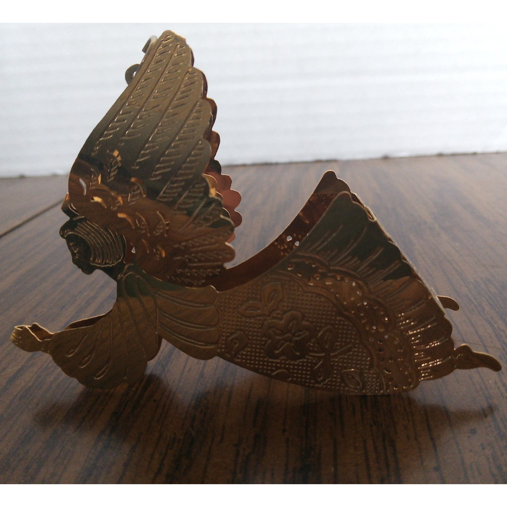 Hallmark Christmas Ornament FESTIVE ANGEL 1989 Dimensional Brass